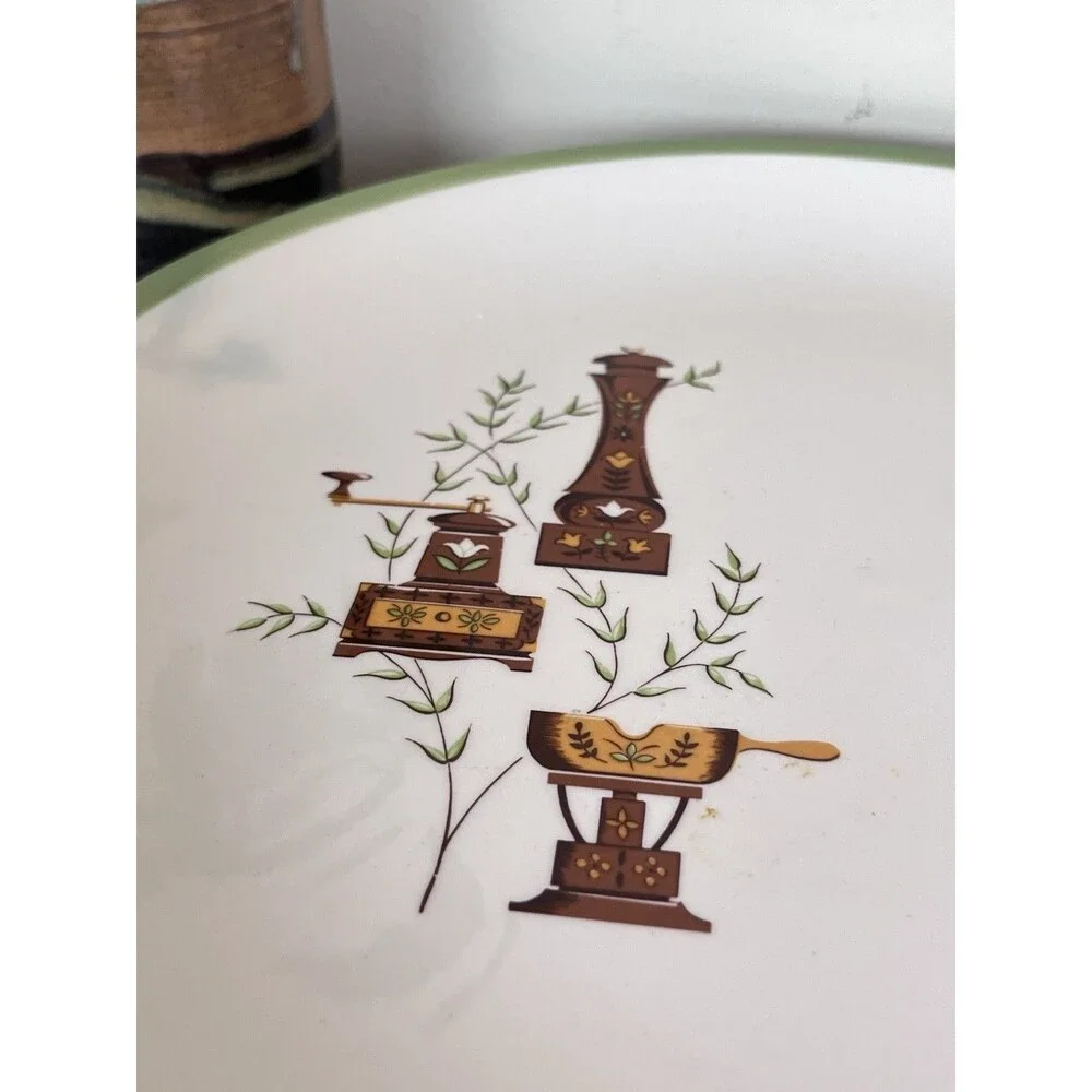 Vintage Kitschy Kitchen White Platter Plate Cottage Farmhouse Feel 12/5” Decor